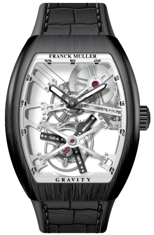 Best FRANCK MULLER Vanguard Gravity Skeleton Tourbillon Brushed Black Titanium - White V 45 T GR CS SQT (BC) (NR BR TT) (BLC.NR) Replica Watch